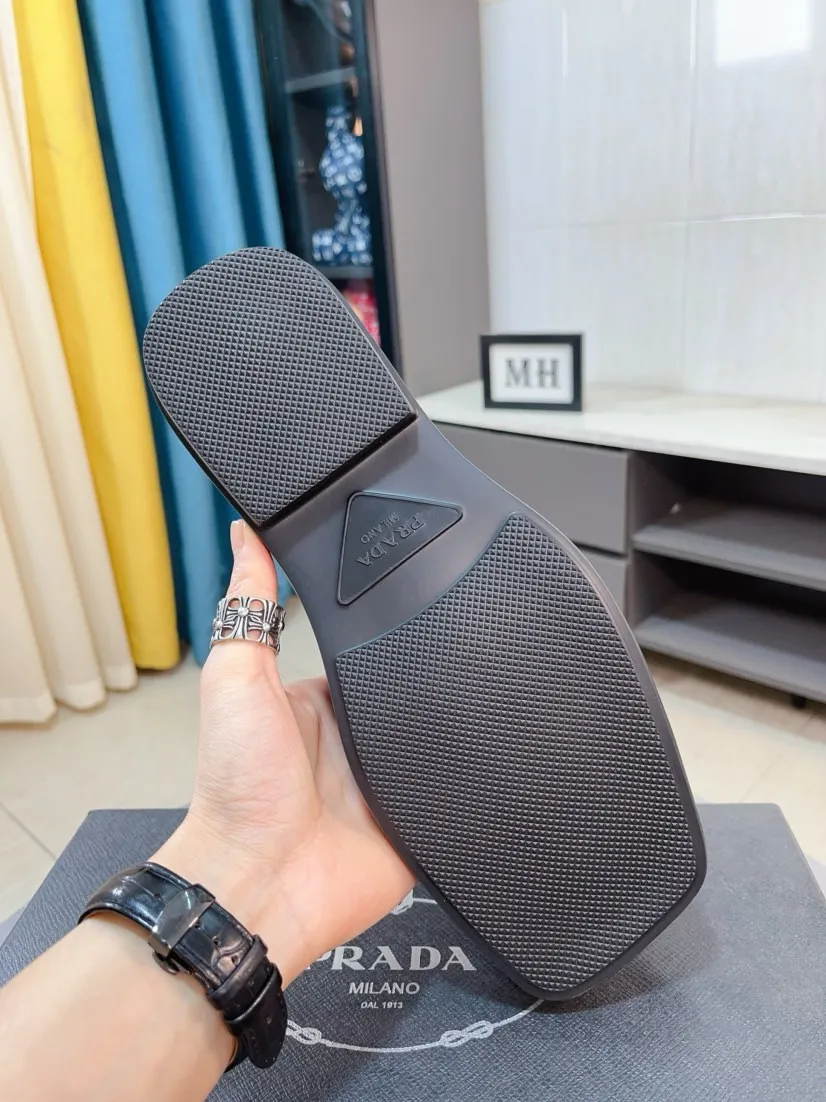 Men's shoes 💰540🌹🌹【PRADA Leather Shoes】Top purchasing agency Original imported Italian custom-made open-edge beaded cowhide leather surface, fully imported water-dyed breathable cowhide lining, original factory special molded sole super comfortable, size: 38-44